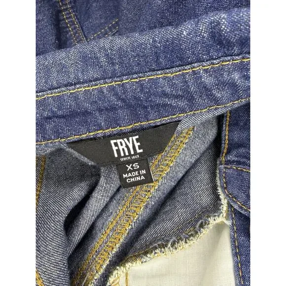 NWOT Frye Denim Shirtdress Dark Indigo Long Sleeve Size XS - Picture 9 of 12
